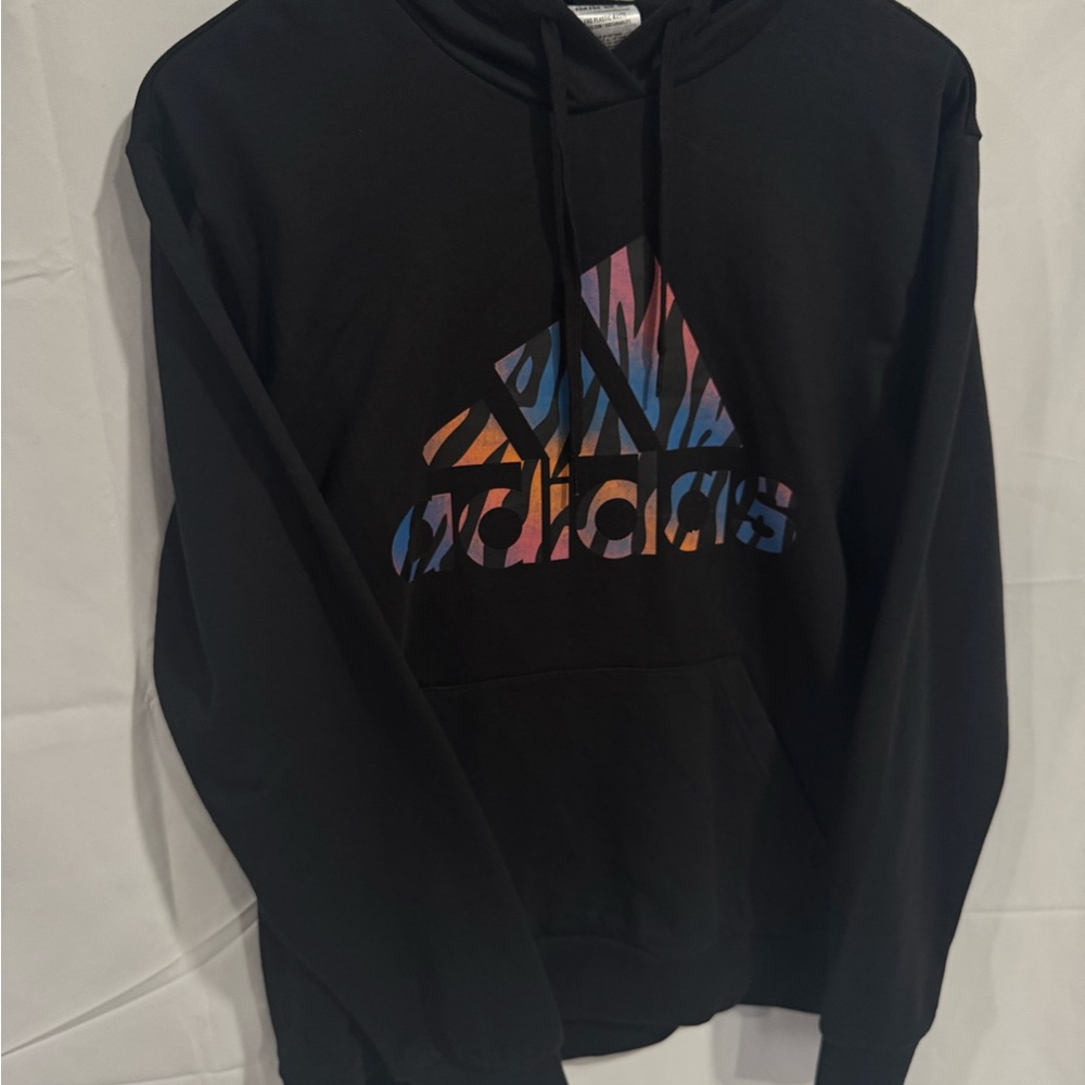 Adidas Women’s Medium Black Hoodie with Multicolor Logo